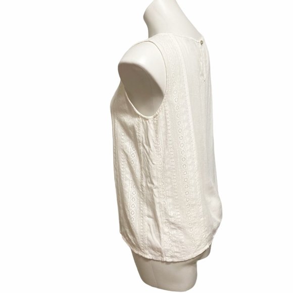 Mavi Medium Sleeveless Scoop Neck White Lace Tank Top - Picture 3 of 7